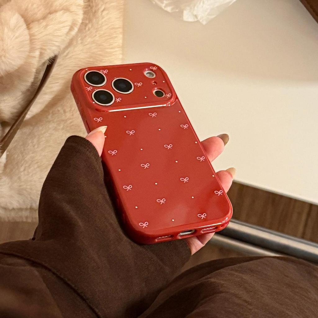 Retro Burgundy Bow Phone Case for iPhone 16, iPhone 17, iPhone 17 Pro Max