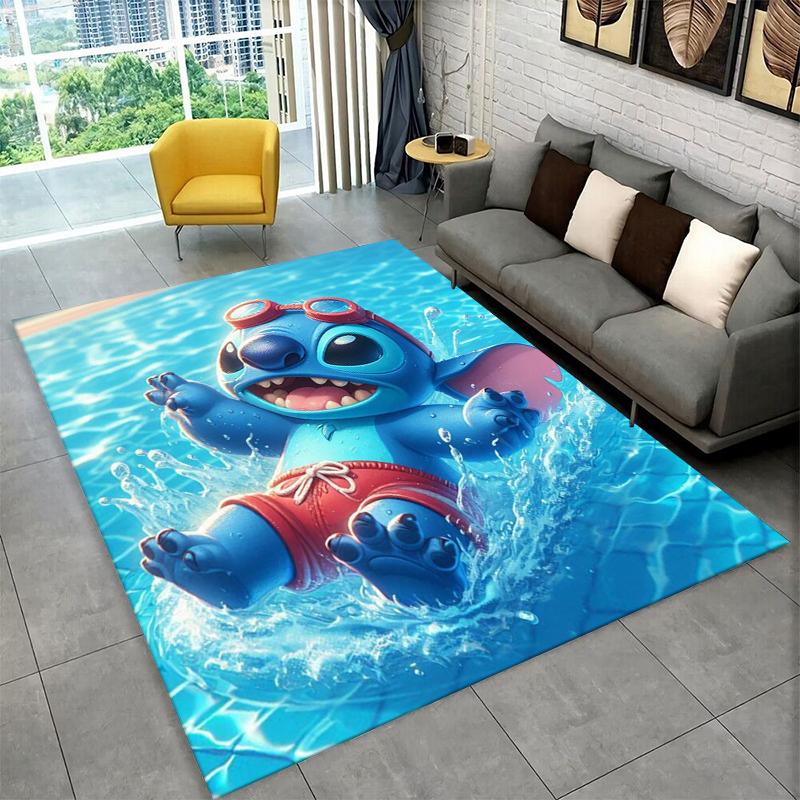 Cute S-Stitch Cartoon Non-Slip Area Rug for Living Room,Bedroom,Playroom,Soft Carpet Floor Mat Home Decor Rug Kids Room Gift