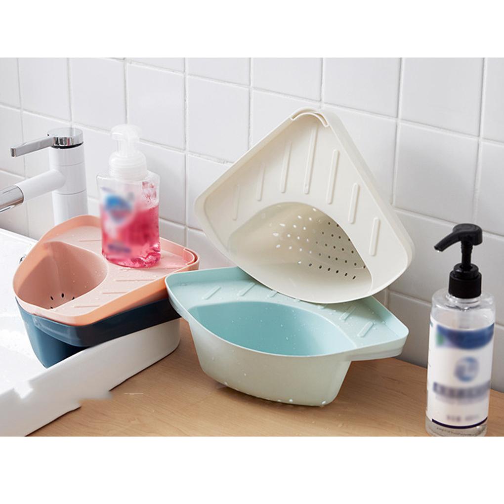 Sink Basket Triangular Draining Sink Rack Suction Cup Plastic Kitchen