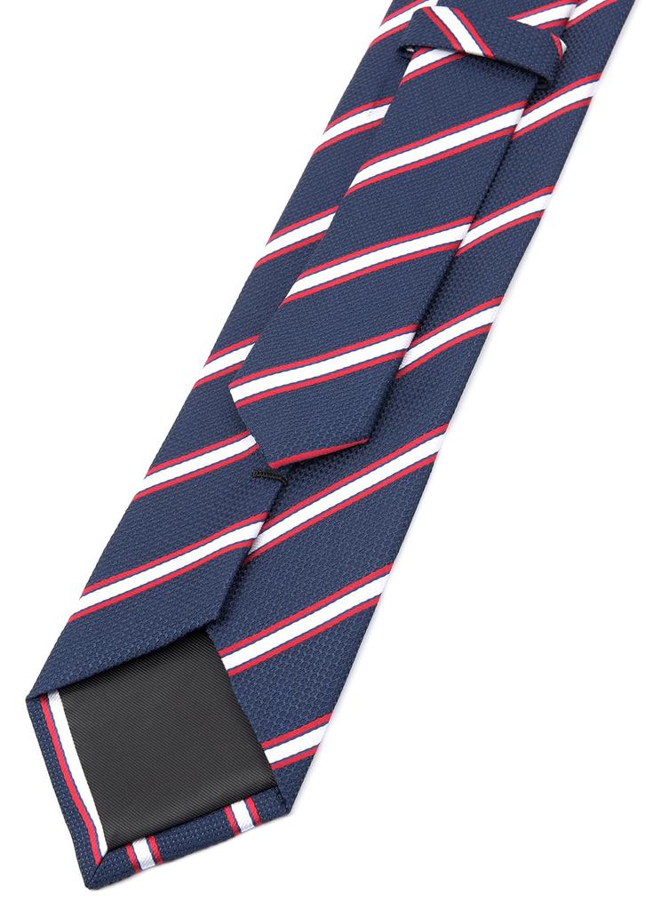 [Main Color] Business Necktie (7.5cm Width) Striped, for Interviews, Job Hunting, and Employment (Navy)