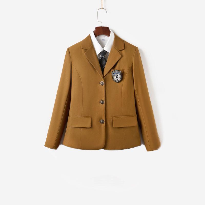 JK Uniform Three-Button School Blazer & Pleated Skirt Set