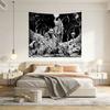 Black & White Gothic Skull Tapestry | Flat Printed Dark Ghost Rider Night Sky Moon Wall Hanging For Bedroom & Living Room Horror