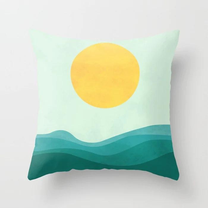 Pillowcase Car Waist Pillow Sofa Pillowcase Sun Pattern Pillow Office Pillow Side Sleeping