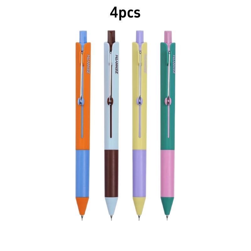 4pcs Aesthetic Gradient Series Gel Pens 0.5mm CS Tip Smooth Writing Black Color Ink Pens with Roller Clip Stationery
