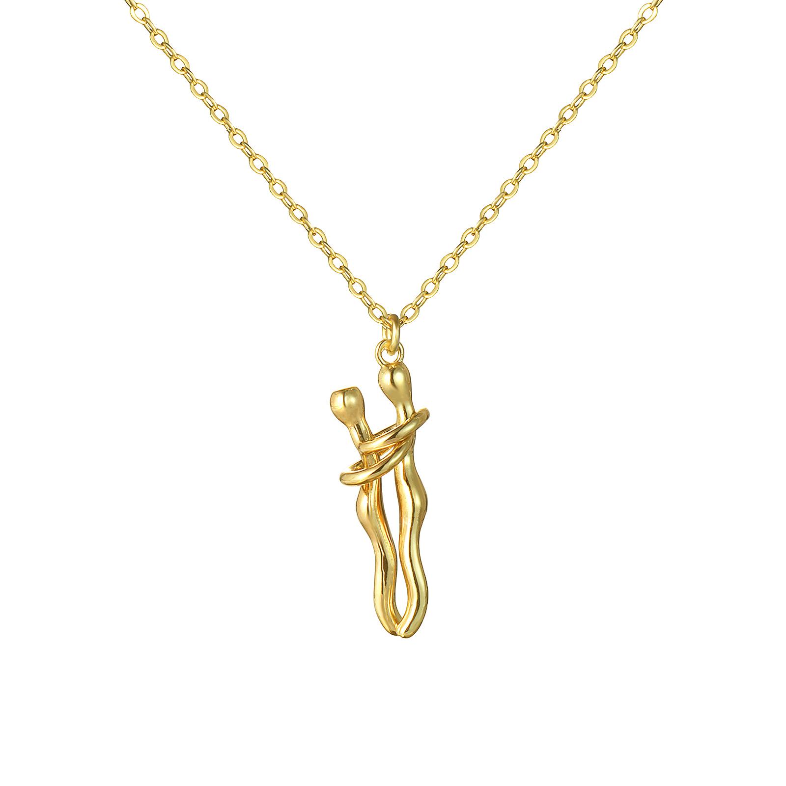 

1Piece Hip Hop Valentine s Day Pendant Necklace 3D Brass Hug Dancing Separable Charm Couples Lover Unisex For Party Jewelry Gift