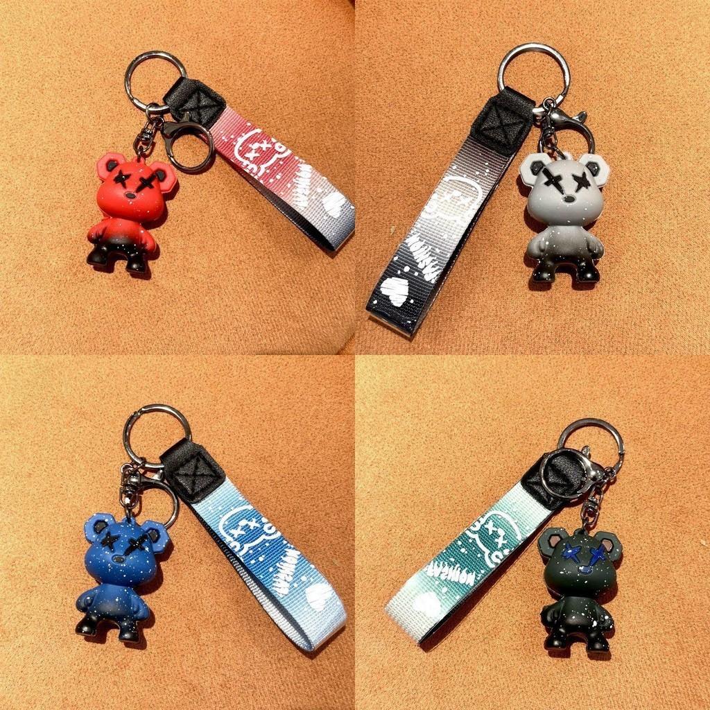Adorable Galaxy Gradient Bear Silicone Keychain Trendy Fashion Accessory