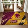 Crystal Velvet Square Rug Custom NameBrisbane Broncos Pattern Non Slip Home Floor Decor Rug