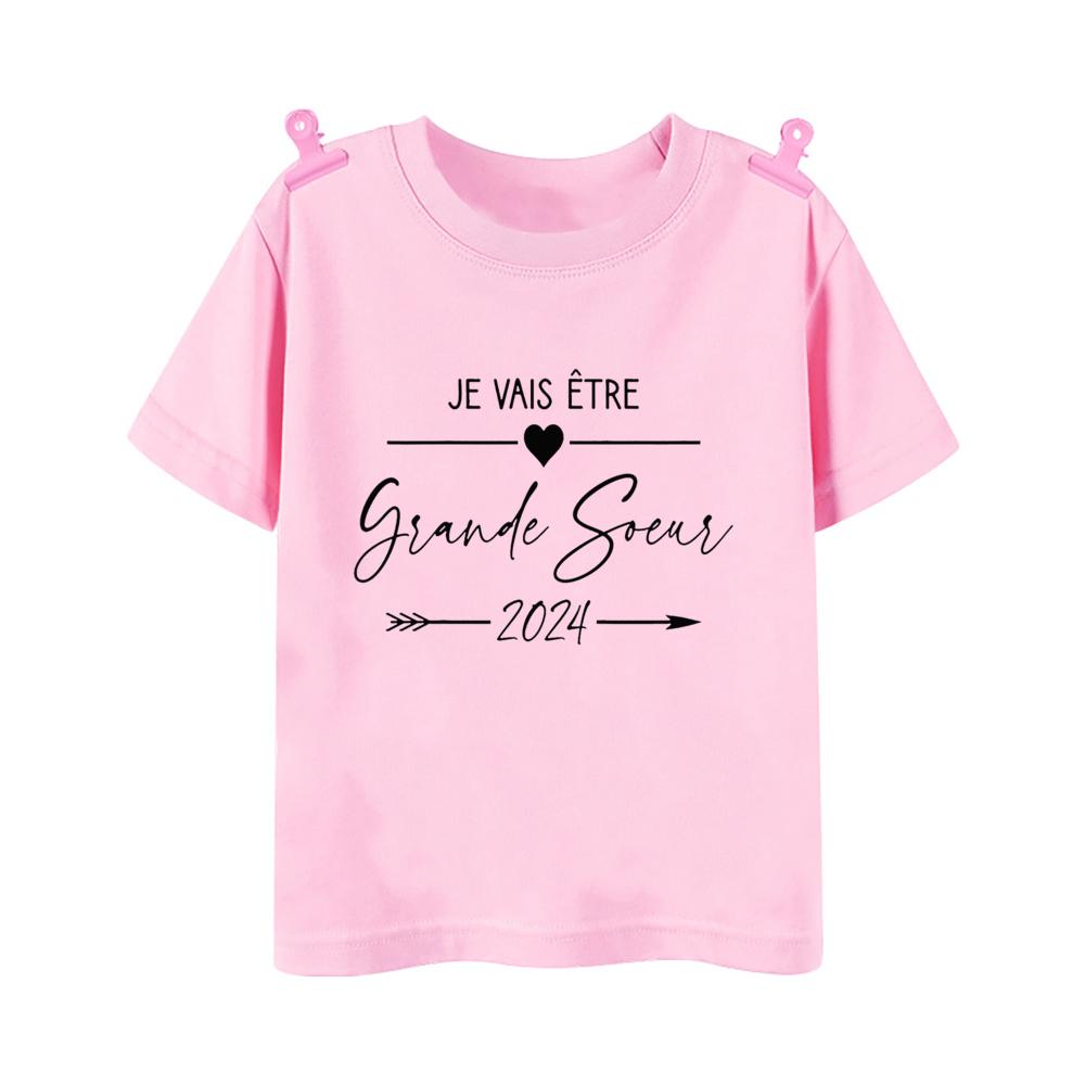 

Большая Сестра Большой Брат в Процессе Французская Футболка с Принтом Рубашка для Объявления о Беременности Детская Футболка Топы для Мальчиков Девочек Летняя Футболка 150