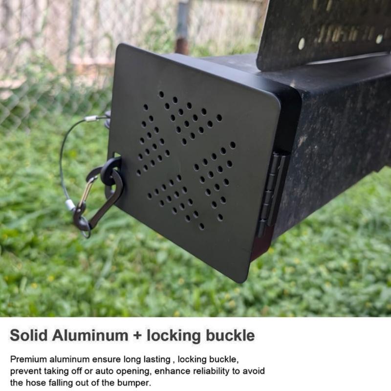 4Inch Square Bumper End Caps Metal Bumper Cover Sewer Port Cover With Vent Holes for Sewer Hose Easy Installation