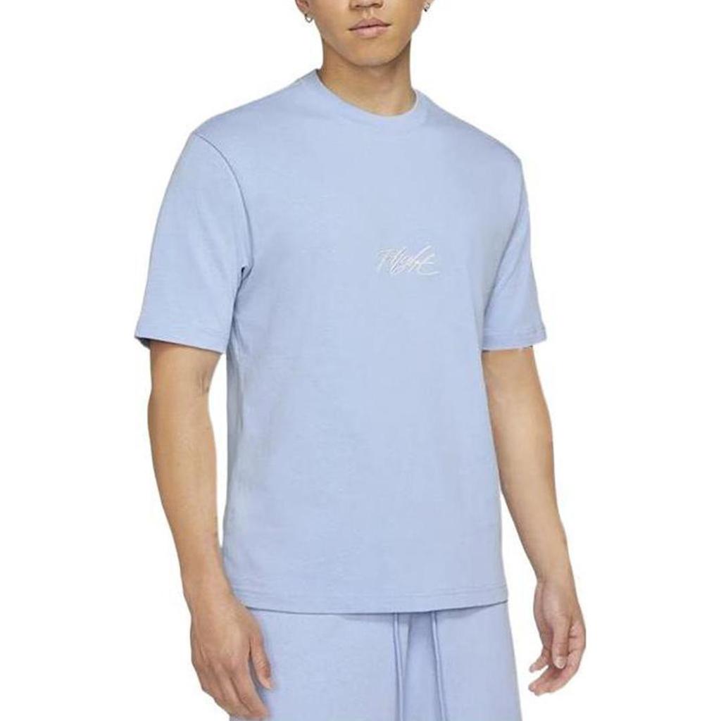 Nike Men's Jordan Flight Essentials Embroidered Logo Sports Round Neck Short Sleeve Blue T-Shirt DA9890-469
