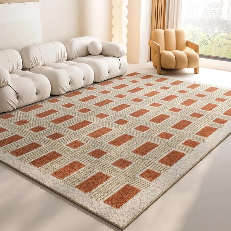 Minimalist Plaid Living Decoration Carpets Checkerboard Bedroom Bedside Rug Soft Plush Comfortable Home Large Area Carpet Tapete