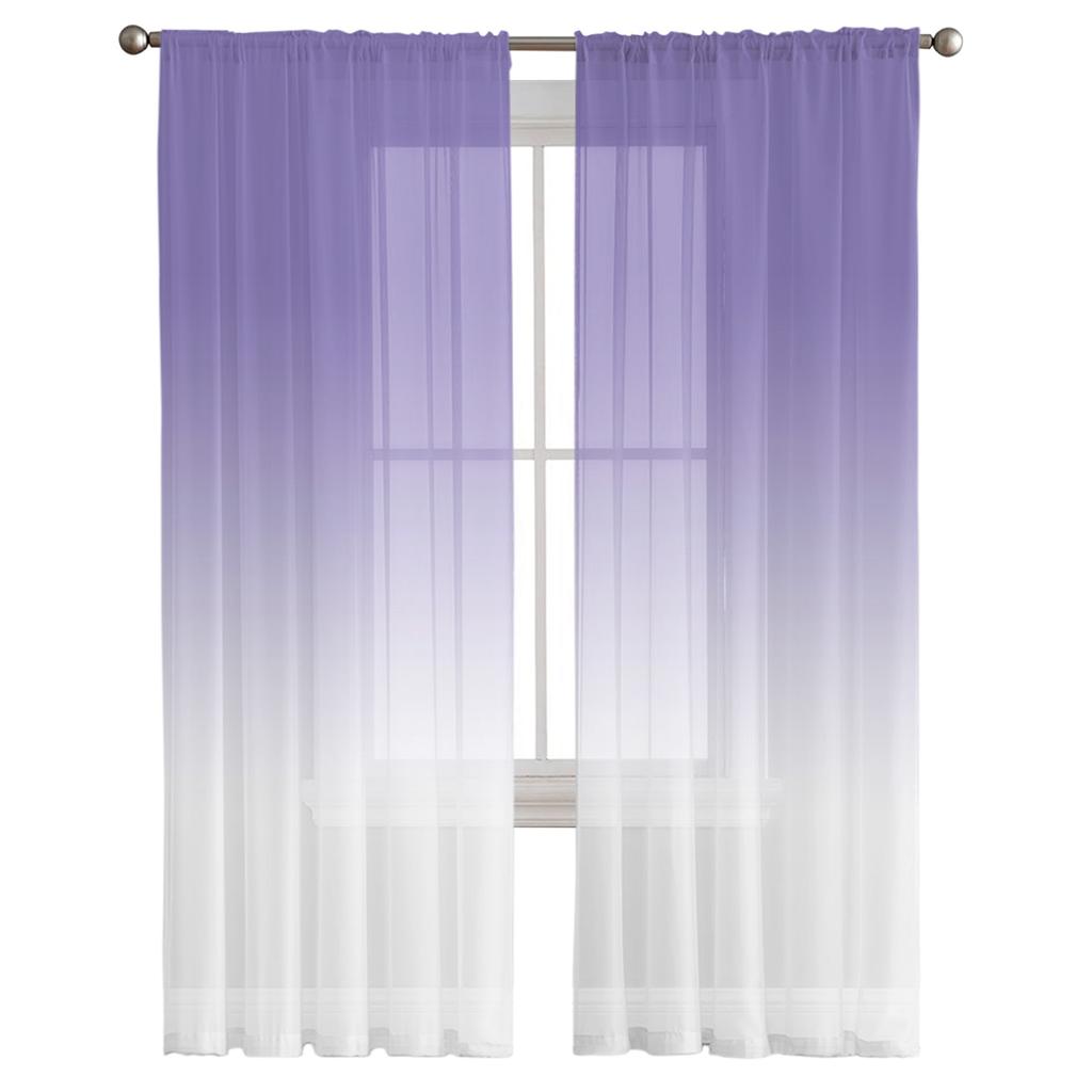 Lila Vit Gradient Skira Fönstergardiner För Vardagsrum Kök Barnsovrum Voile Hängande Gardin