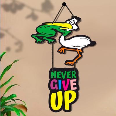 Decorative Wall Hanging Wooden Art Decoration Item for Home | Office | Living Room | Bedroom | (Never Give UP)
