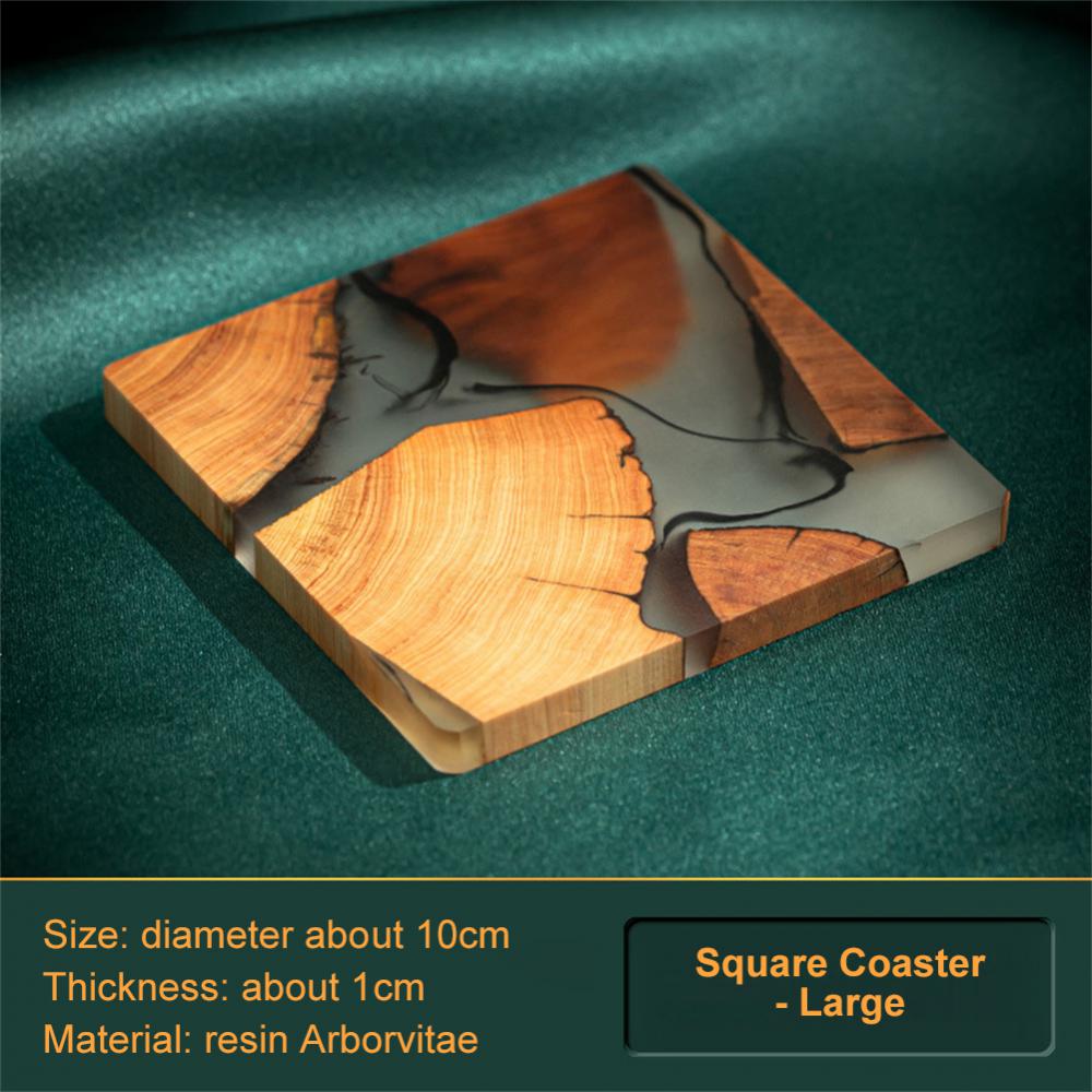 Resin Tea Coaster Japanese Style Wooden Resin Insulation Simple Cup Holder Creative Gasket Tea Ceremony Spare Part Household Mat