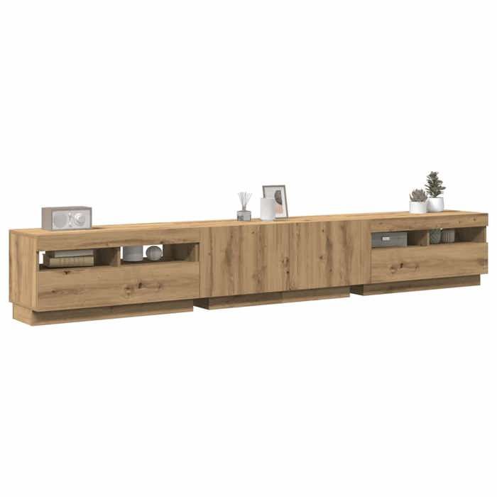 VidaXL Meuble TV avec lumières LED chêne artisanal bois d'ingénierie 3329168