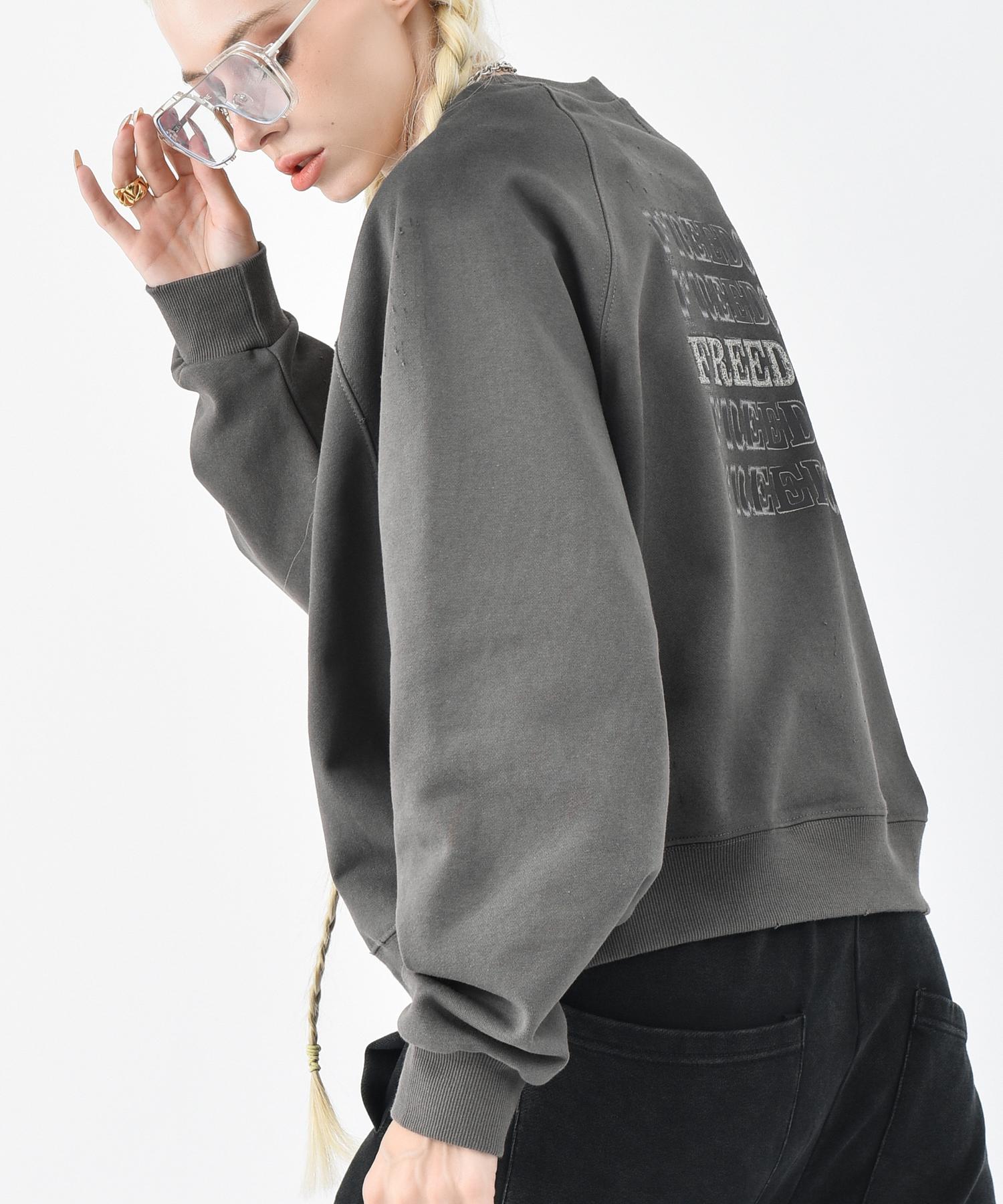 Limnic Pigment Back Lettering Crop T-Shirt [Gray] Gray/Free