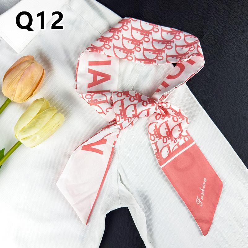 New Long Versatile Silk Scarf Tied Hair Band Bow Letter Floral Streamer Tied Bag Gift Small Silk Scarf