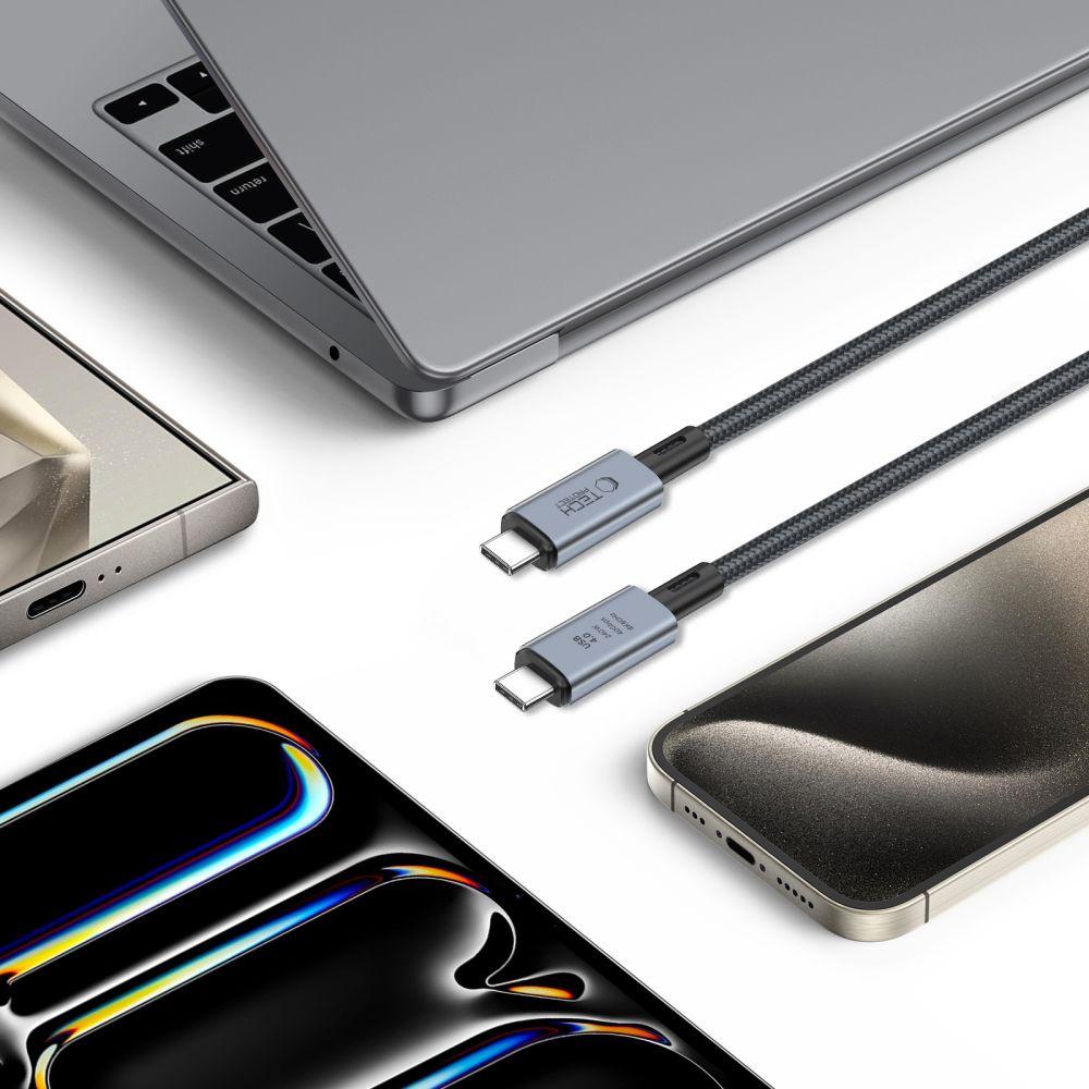 Kabel przewód USB-C PD 240W 8K 40Gbps 2m - szary