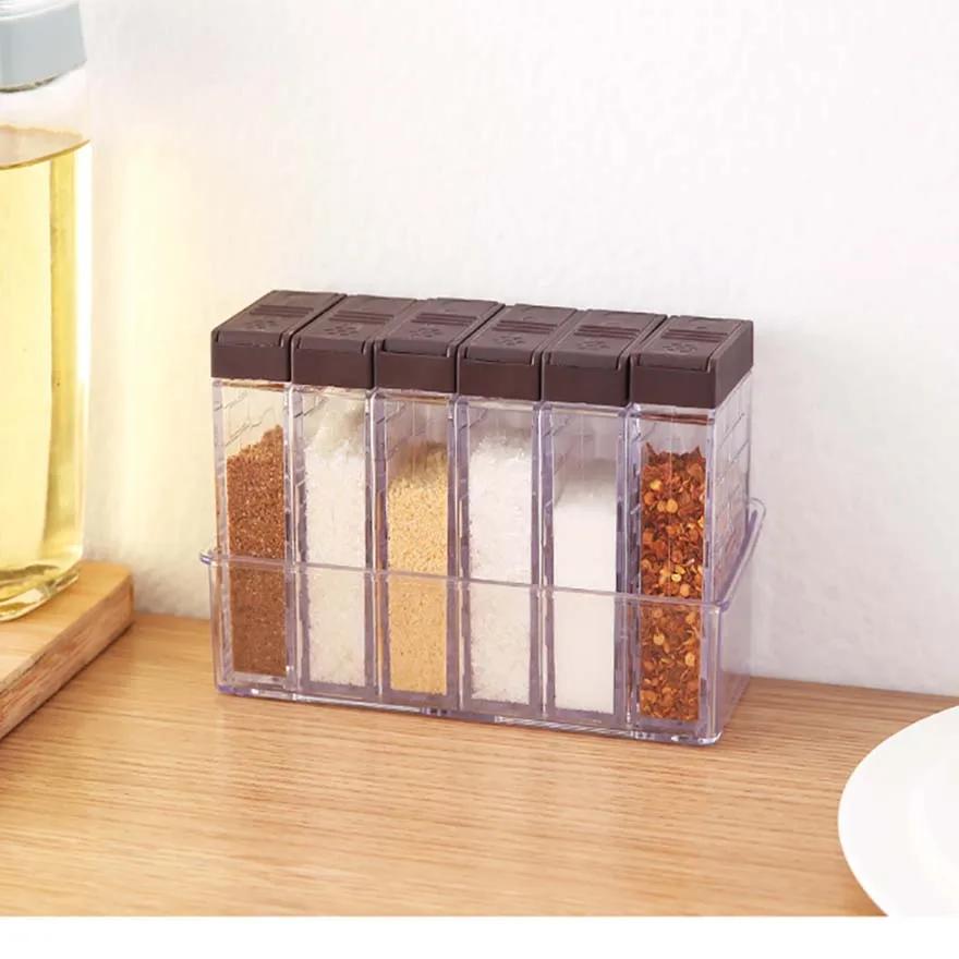 Creative Transparent Bidirectional Open Lid Seasoning Box Kitchen Supplies Salt Jar Seasoning Sealed Jar Multi Purpose Storage
