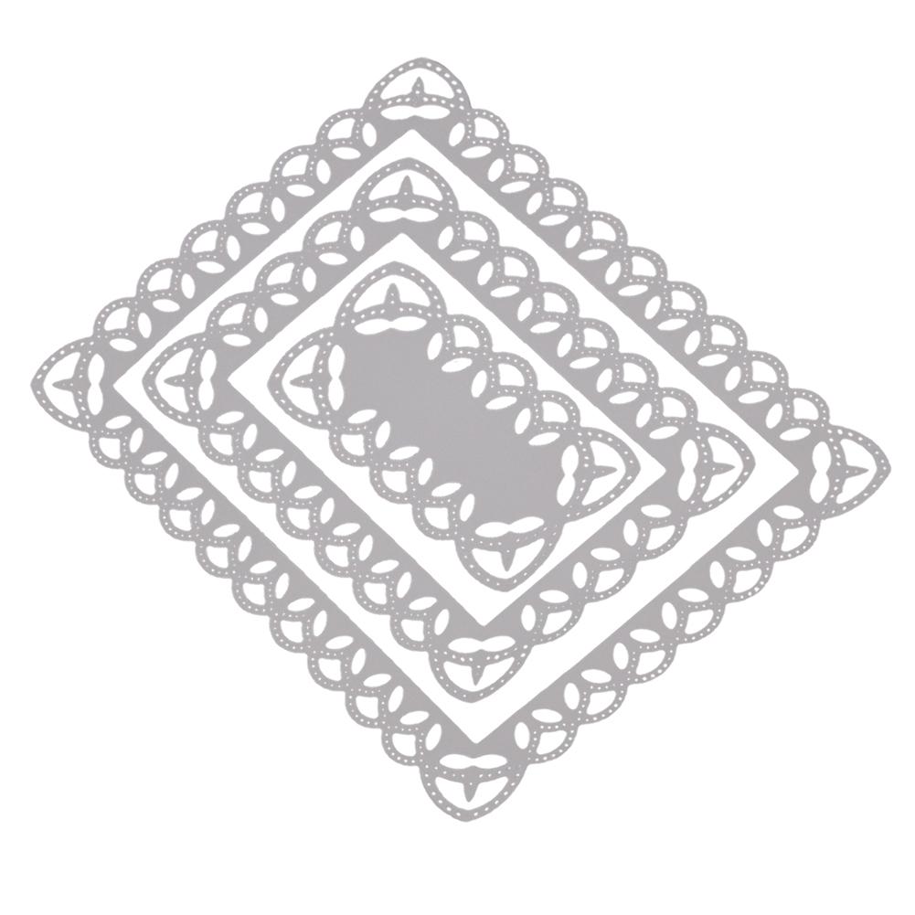 Lace Rectangular Frame Metal Silvery Stencil Embossing Cutting Dies For Diy Scrapbooking Paper Album Cards Making