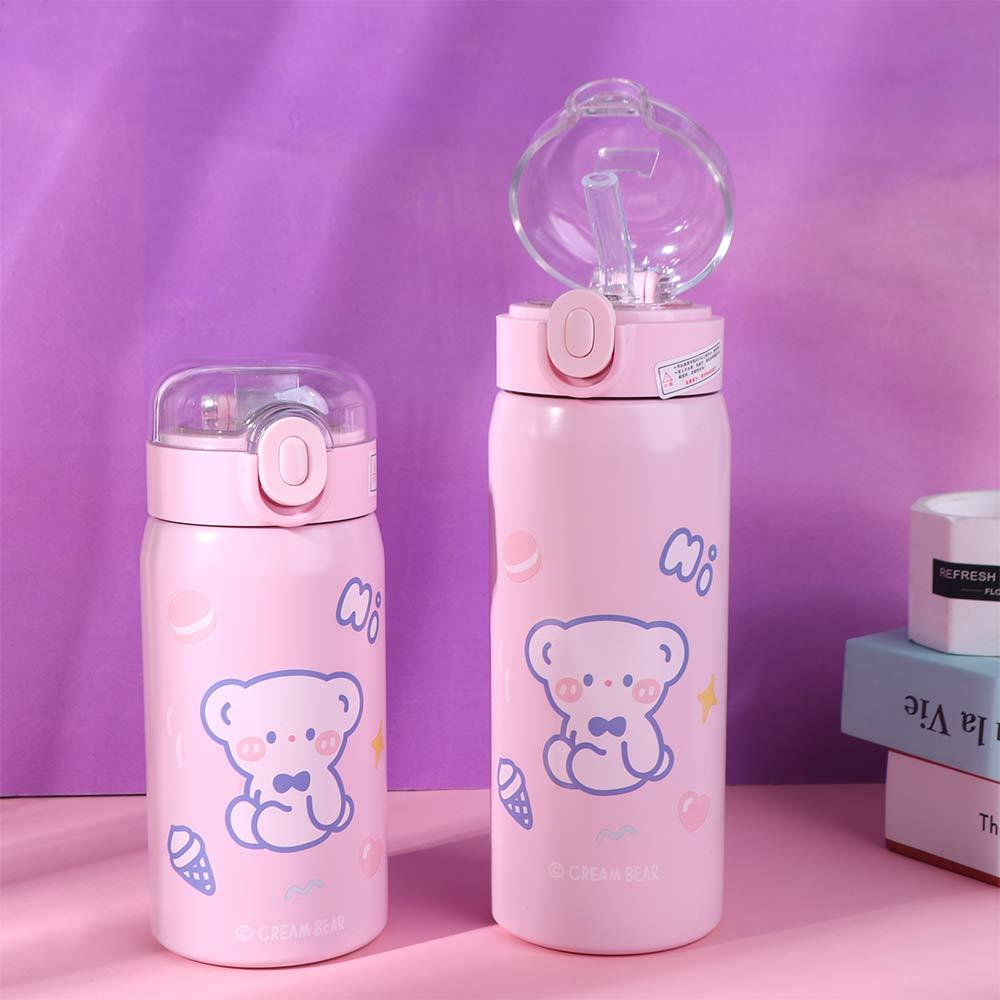 Cartoon Water Bottle Large Capacity Coffee Cup Convenient Straw Insulated Cup Kid