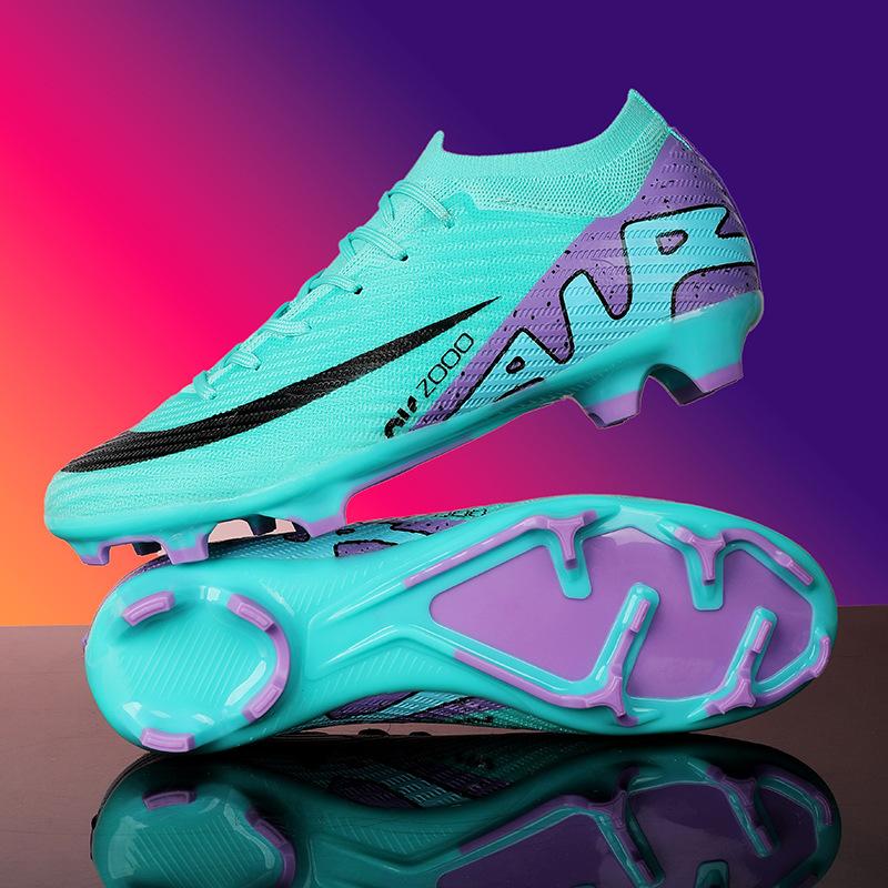 2025 New Football Shoes Men's and Women's High-top Youth Training Long Nails TF Broken Nails Artificial Flat Sports Shoes