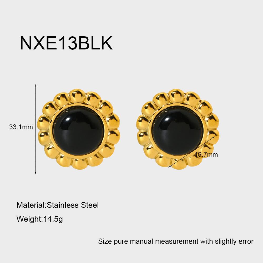Popular ins light luxury glass flower stud earrings stainless steel plated 18K gold earrings high-end jewelry accessories women