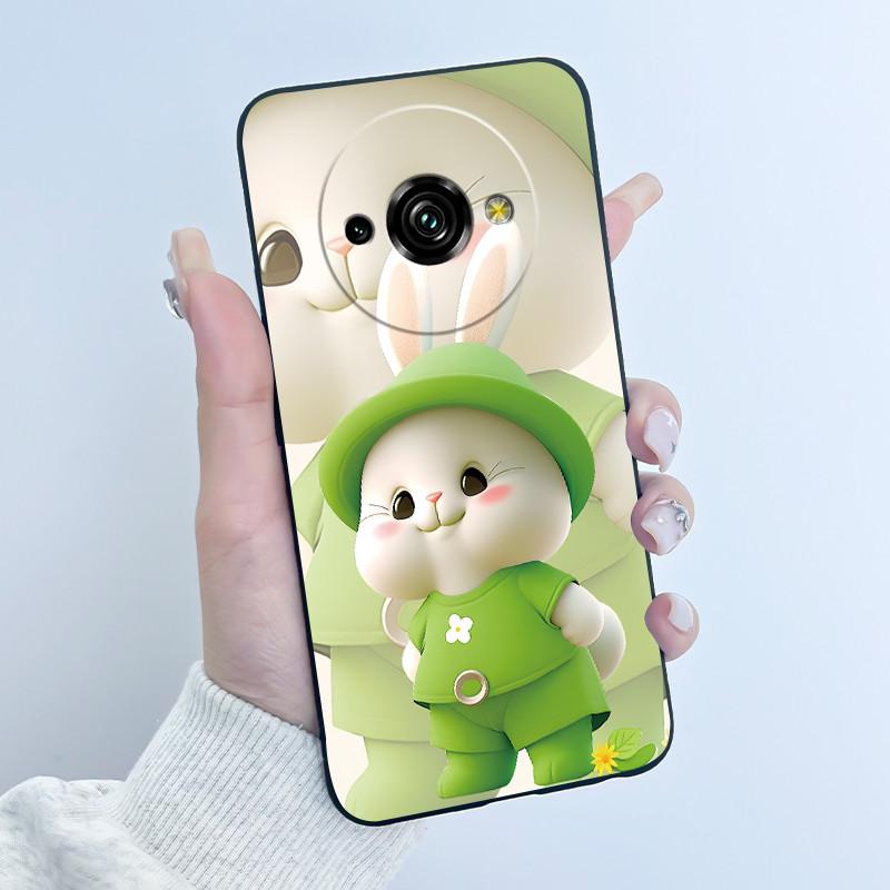 For Oukitel C59 Case Oukitel C59 Pro Cover Luxury Cute Love Rabbit Funny Pattern Black TPU Soft Silicone Protective Phone Case