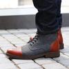 Winterstiefel Herren Stiefeletten Warm Leder Lässig High Top Sneaker Mode Plüsch Warm Dicke Sohle Stiefeletten