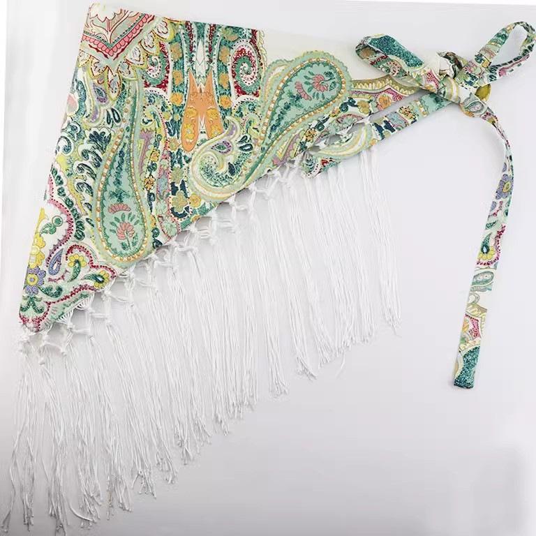 Bohemian Ethnic Style Wide Waist Belt For Women Scarf Skirt Curtain Layering Hip Cover UpTassel decoration