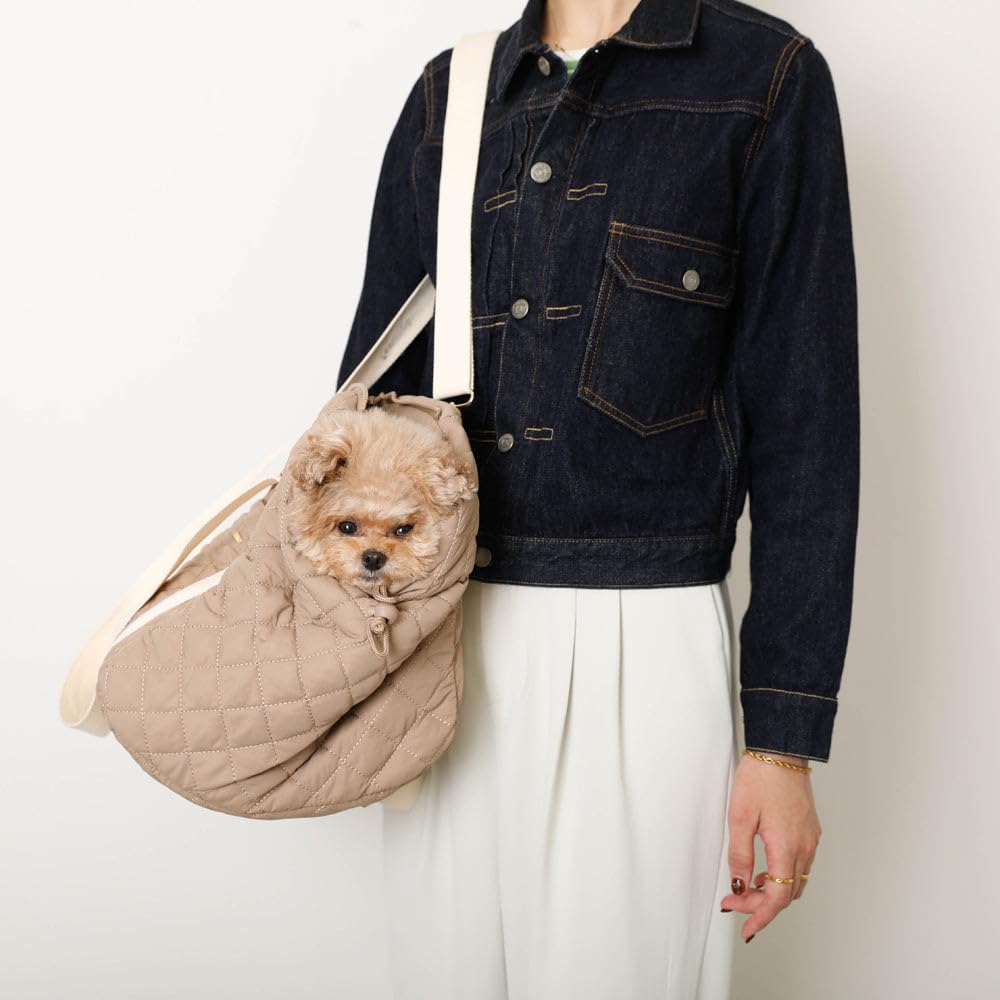 Dog Car Supplies Quilted Wide Open Cute Stylish Popular Brand Toy Poodle Chihuahua Small Dog Monchéri Bag/BEIGE/FREE