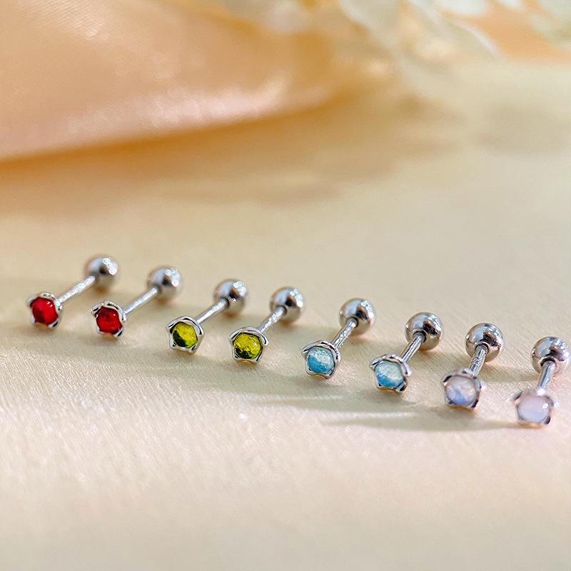 Multiple Styles of Colorful Stone Flower Earrings for Women's Daily Students To Maintain Ear Holes To Prevent Loss