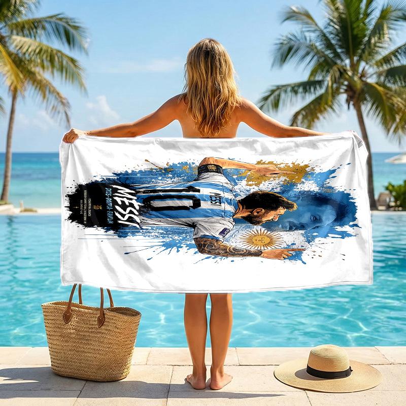 Lionel Messi Strandtuch Weiches Mikrofaser-Sommertuch Schnelltrocknendes Saugfähiges Handtuch für Strand, Schwimmbad, Reisen