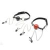 Faux Leather Choker Collar with Nipple Breast Clamp Clip Chain Couple Funny and Interesting Adult Games SM Sex Toys for