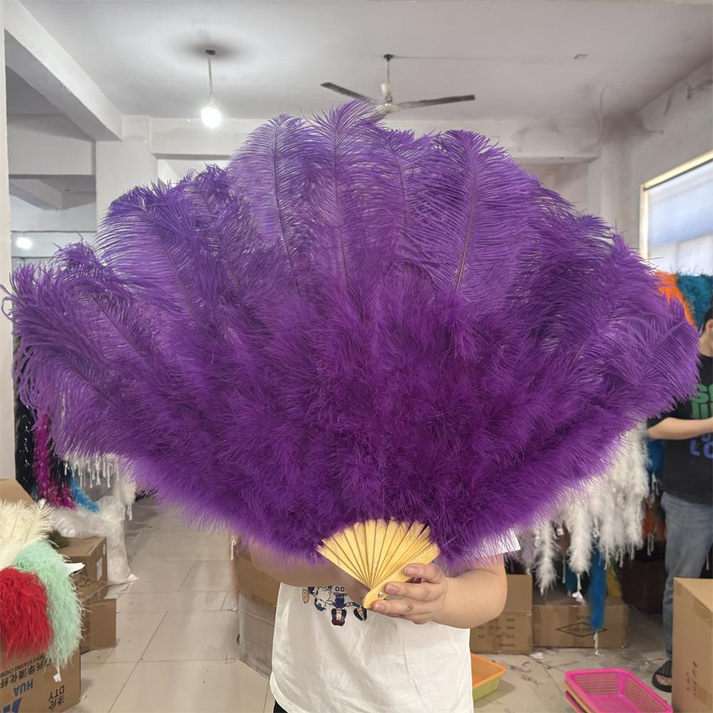Mixing colour Ostrich Feather Hand Fan 70cm 100cm Fluffy Plumes Fan for Wedding Burlesque Stage Dance Performance Carnival Props