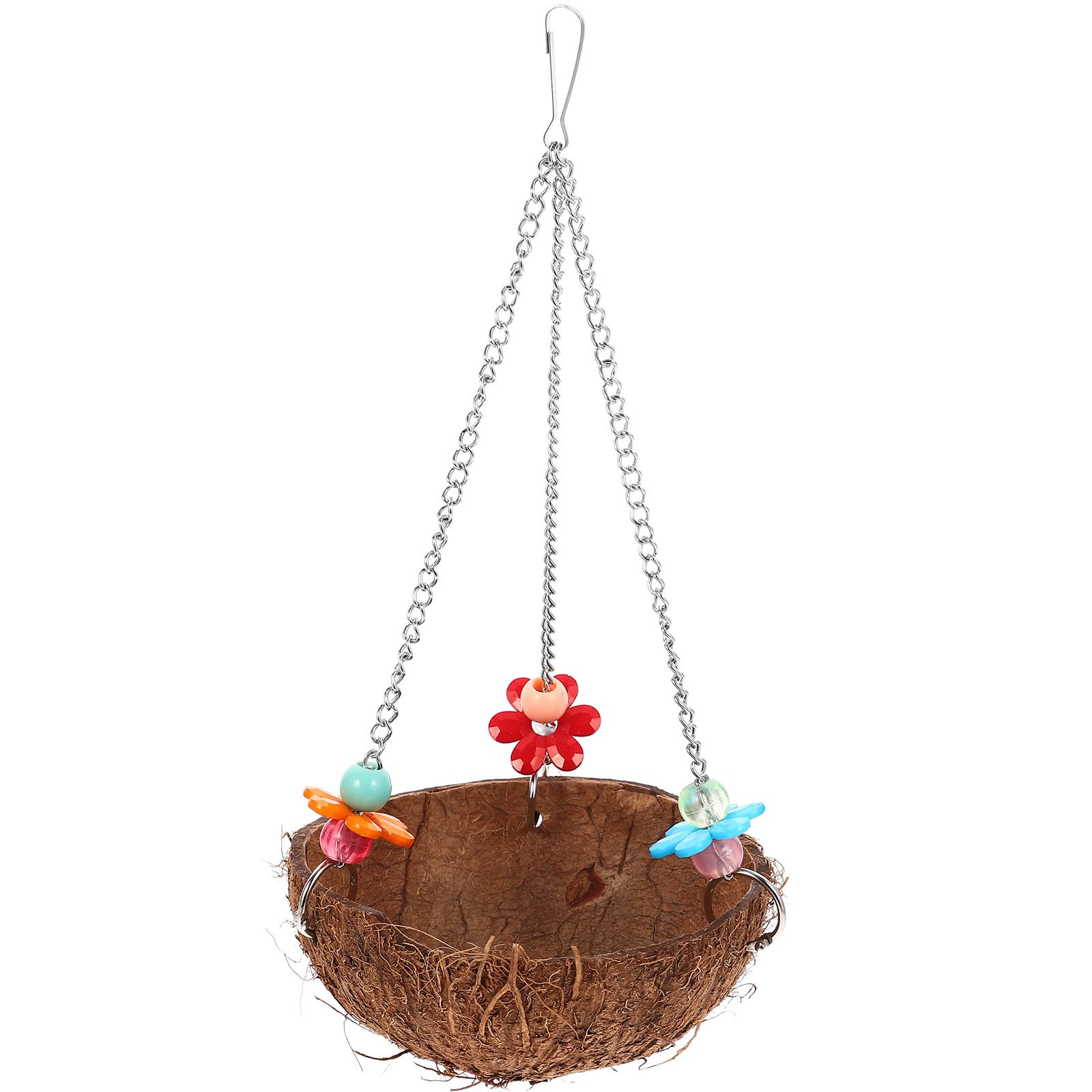 

Coconut Shell Bird Nest Outdoor House Parakeet Decor Decorative Birdcage Breeding Toy Resting Crafted Parrot Bed Delicate 25x13cm