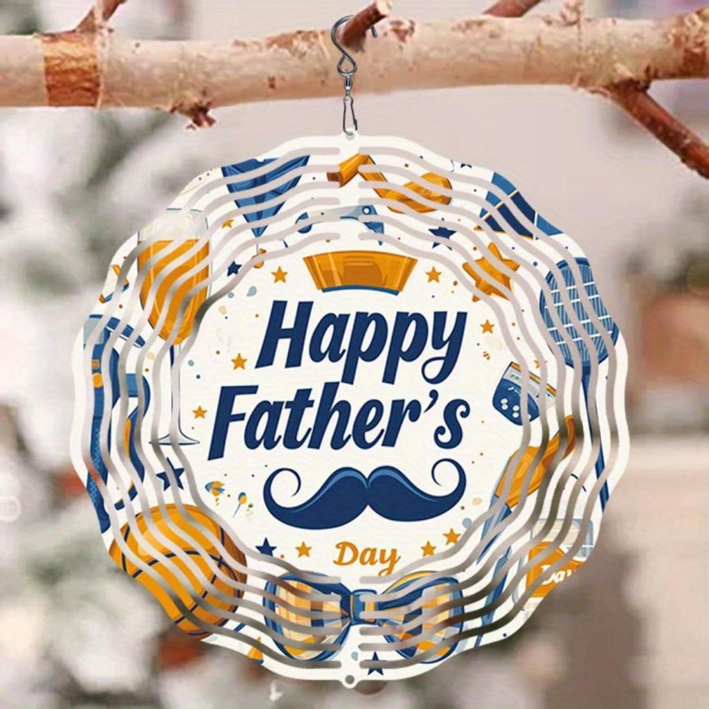 2D drehende Metall-Windspiel für Vatertag Außen-Dekoration mit Mandala-Sternen Ballons Schnurrbart-Design Kein Strom benötigt Gartenkunst Geschenk für Papa