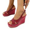 2025 Peep Toe Women's Sandals New Buckle Strap Summer Plus Size Elegant Casual Comfortable Super High Wedge Sandals