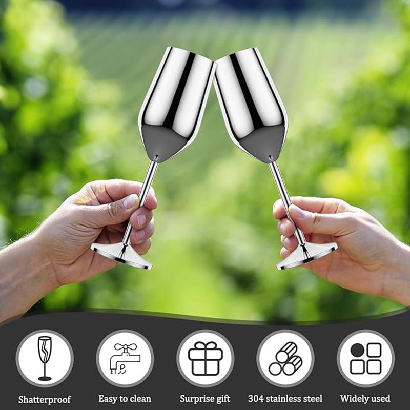 6Pcs Stainless steel wine glasses unbreakable metal cocktail glasses 220ml for drinking cocktails and wine in the at bar Cup