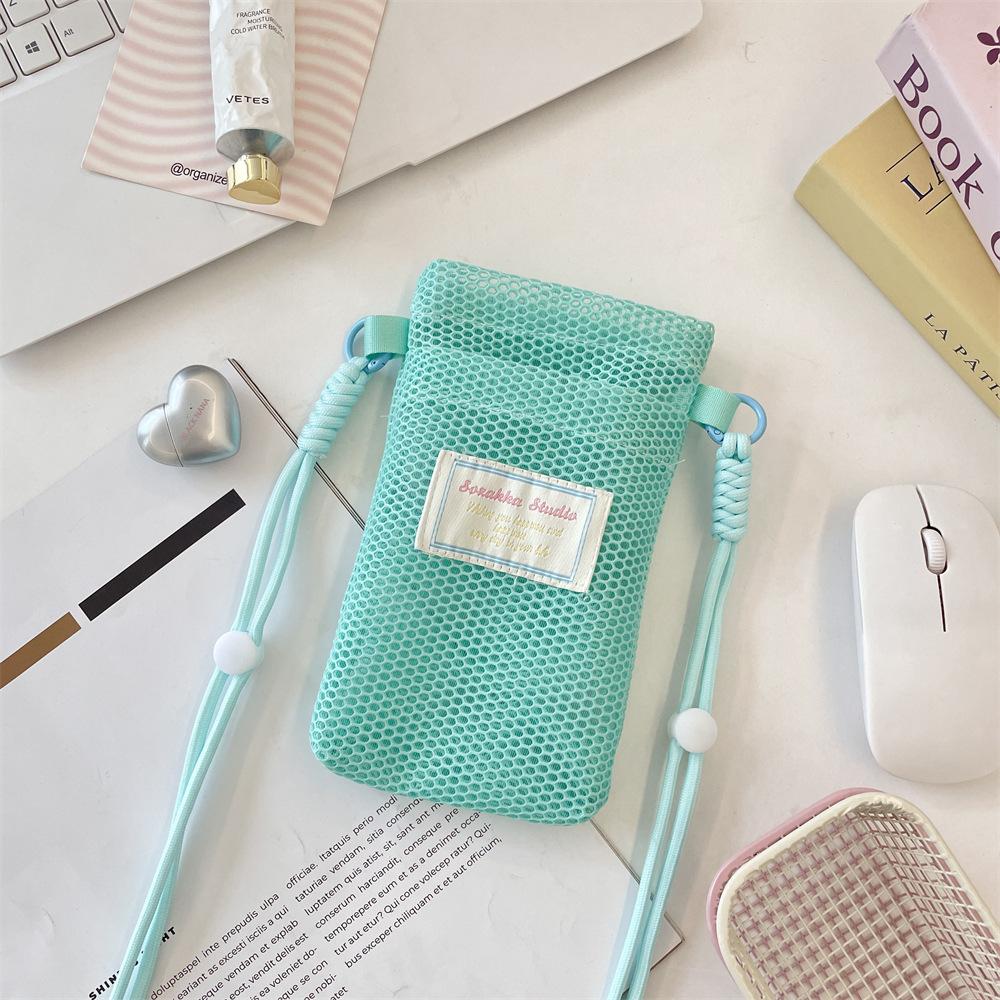 

Маленькая свежая сетчатая сумка для хранения мобильного телефона, женская новая летняя милая сумка-мессенджер на шнурке для мобильного телефона зелёный