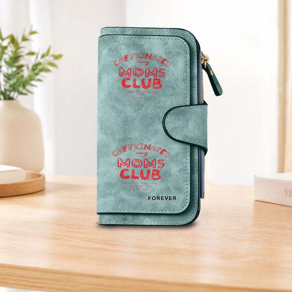 Coffee Mom Club Long Zipper Wallet Large Capacity Card Holder Unisex Clutch Bag Fashionable Zipper Coin Purse Perfect For Daily Commute Travel