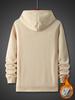 Joke‑themed Hip Hop Sport Fleece Hoodie For Boys Girls, Beige Sweatshirt With Cartoon Stick‑Man Print For Casual Street Looks