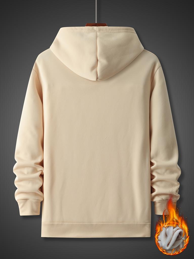 Joke‑themed Hip Hop Sport Fleece Hoodie For Boys Girls, Beige Sweatshirt With Cartoon Stick‑Man Print For Casual Street Looks