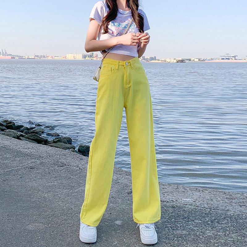 Mint Green Plus Size High-Waisted Wide-Leg Floor-Length Jeans for Women