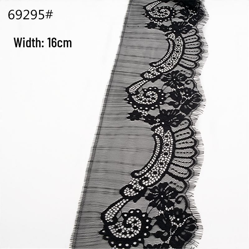 3m Black & White Eyelash Lace Fringe Trim for DIY Clothing - Multiple Styles, Non-Elastic, Soft Skirt Hem Decor.