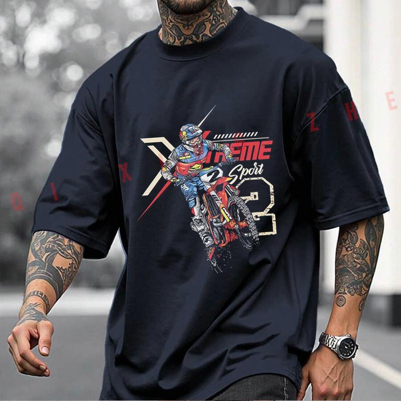 Black Xtreme Motocross Rider Graphic Tshirt Dirt Bike Extreme Sport Print Soft Cotton Unisex Oversized Short Sleeve Tee