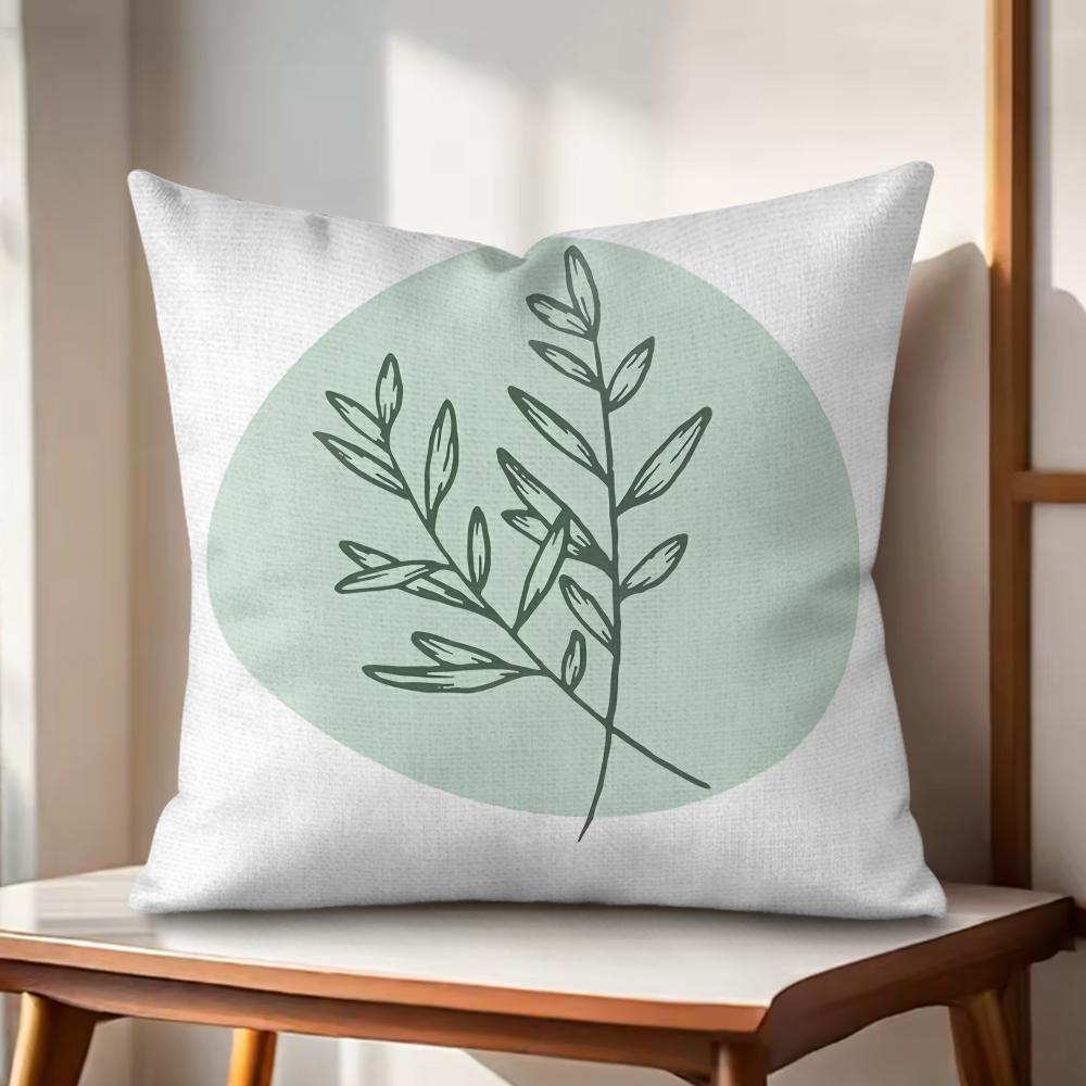 Simple Plant Cushion Cover Natural Linen Organic Fabric DoubleSided Printing Couch Pillow Covers Home Decor