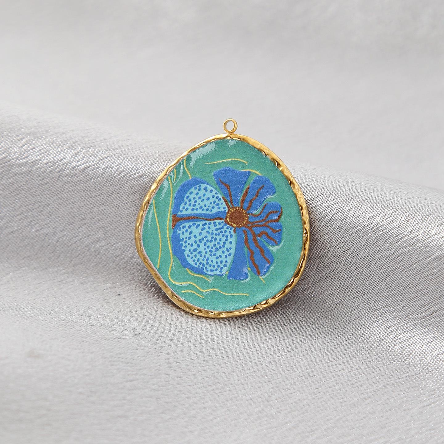 Подвеска-шарм из нержавеющей стали в стиле ретро с эмалью клуазоне в виде цветка, ювелирный аксессуар