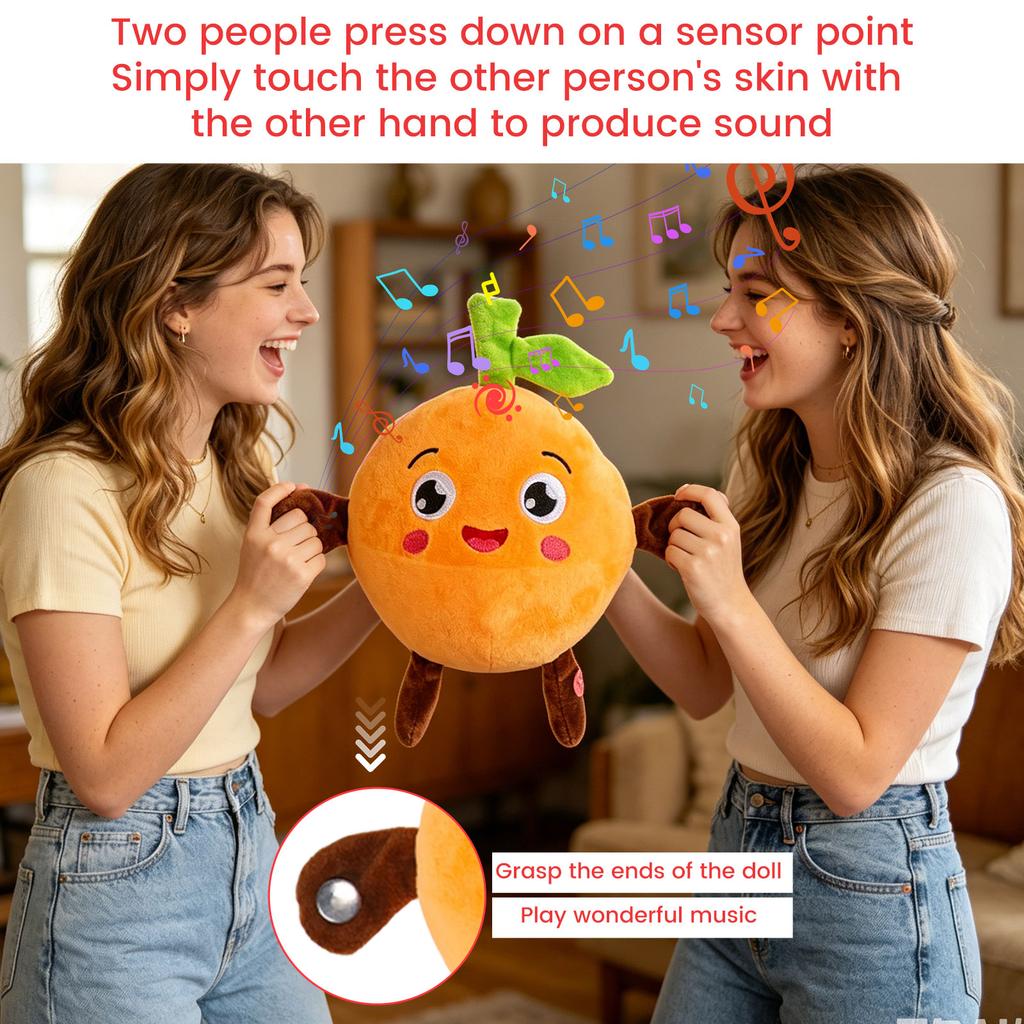 Interactive Plush Musical Toy with Motion Sensor Pear Shaped Design Soft Fabric for Kids Play and Learning Activities