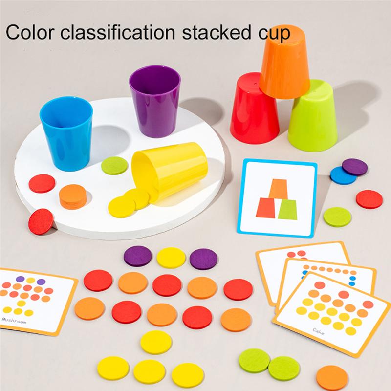 Stack Bowls Speed Game Toys Montessori Educational Intellectual Enlightenment Toys With Card Color Cognition Logic Training Gift